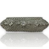 Antique Art Deco 1920s 14kt White Gold Three Diamond Brooch