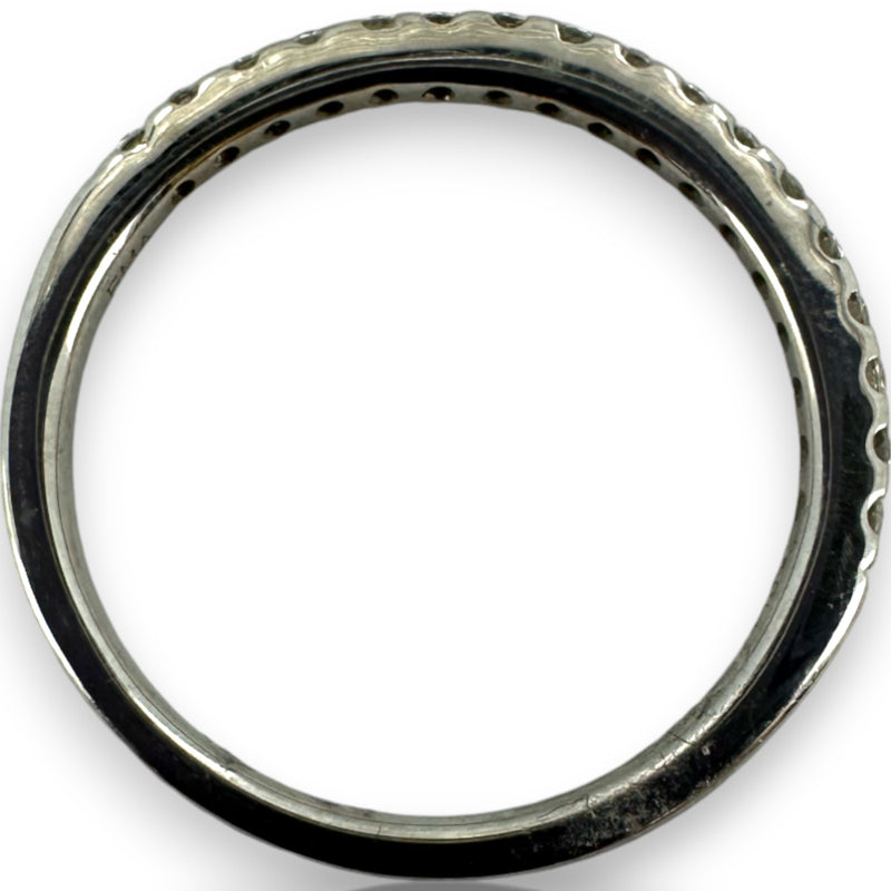 EMA Solid 18kt White Gold and Diamond Half Eternity Wedding Band Stackable Accent Ring