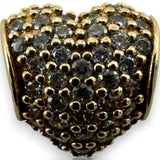 Pandora Solid 14kt Yellow Gold Pave Heart Spacer Charm with CZ Cubic Zirconia Stones Pendant ALE 585