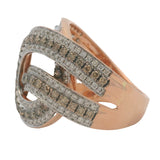 Le Vian Solid 14kt Rose Gold Cognac and White Diamonds Loop Knot Cocktail Ring Size 7