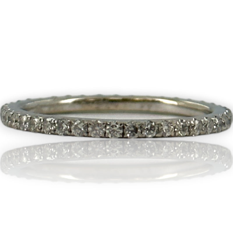 Thin 0.49ctw Diamond Eternity Ring Size 5.5 18kt White Gold Stackable