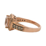 Le Vian Solid 14kt Rose Gold Pink Morganite and Diamond Halo Cocktail Fashion Ring Size 7
