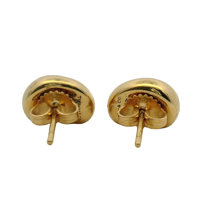 Tiffany & Co Solid 18kt Yellow Gold Elsa Peretti 11mm Bean Stud Earrings