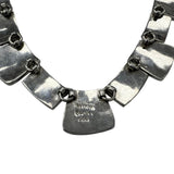 Vintage Taxco 925 Sterling Silver and Malachite Shards Riviere Collar 17" Necklace