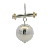 Solid 925 Sterling Silver and 14kt Yellow Gold Ball 2-Tone Dangle Charm Pendant