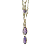 Antique Early 1900s Art Nouveau 14kt Yellow Gold Amethyst and Pearl 14.5" Festoon Necklace