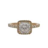 Pandora Solid 14kt Yellow Gold and CZ Solitaire Halo Square Sparkle Ring Size 4.75