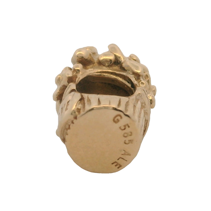 Pandora Retired Solid 14kt Yellow Gold and Diamond Love Bouquet Bead Charm