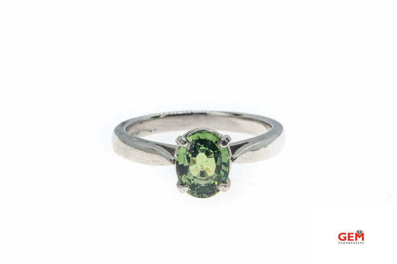 Solid 900 Platinum and 0.86ct Green Peridot Solitaire Ring Size 7