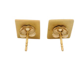 Vintage Solid 18kt Yellow Gold and Blue and Red Enamel Stud Earrings