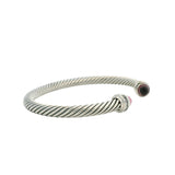 David Yurman Solid 925 Sterling Silver Tourmaline and Diamond Cable Bracelet 7"