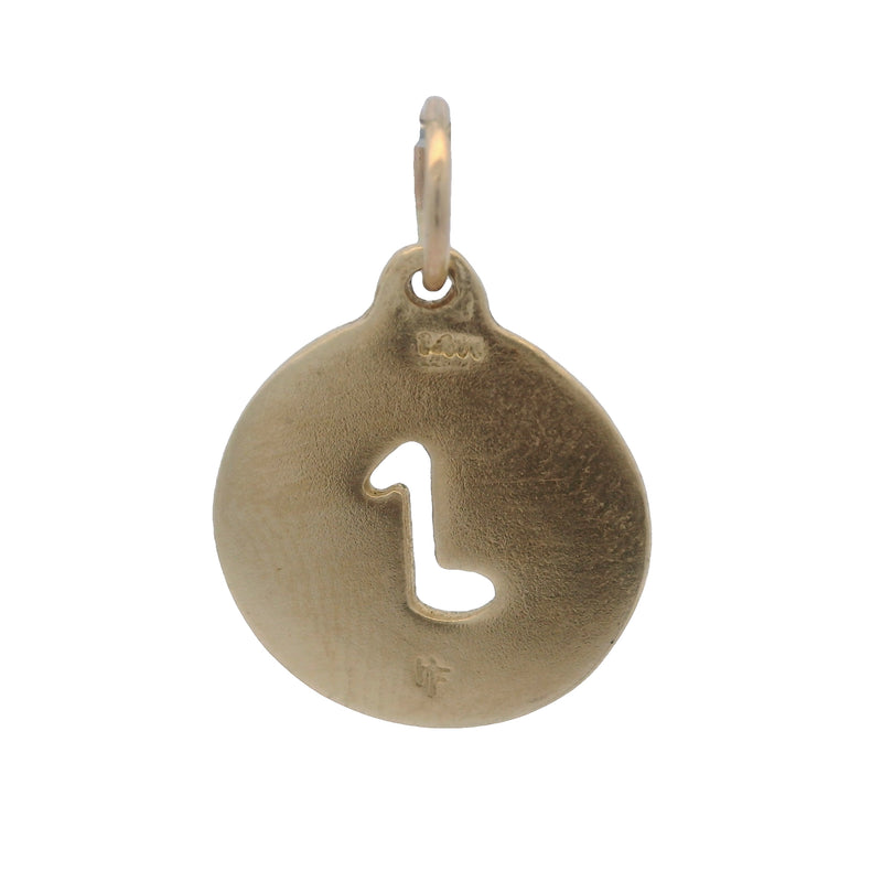 Colgante circular con nota musical recortada en oro amarillo de 14 kt de Helen Ficalora