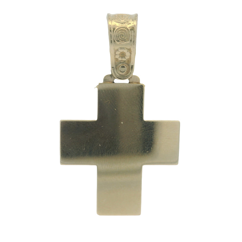 Triantos Solid 14kt Yellow and White Gold 2-Tone Cross Necklace Pendant