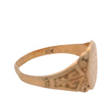 Antique Victorian Solid 10kt Yellow Gold Engraved Dainty Signet Ring Size 5