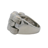 Solid 14kt White Gold and Diamond 14mm Wide Woven Statement Fashion Ring Made in Italy