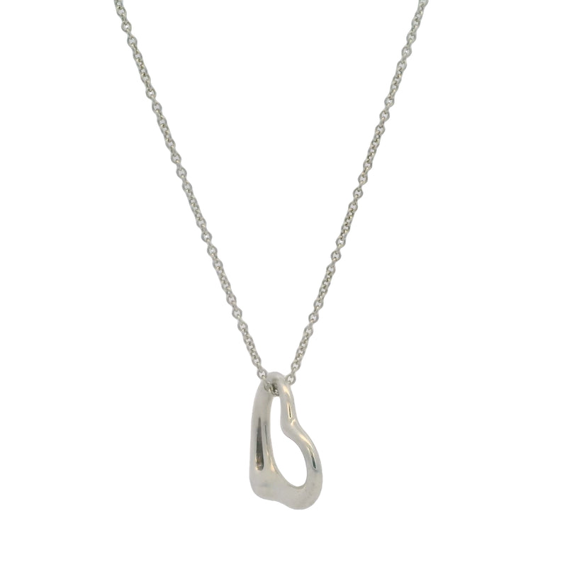 Tiffany & Co Elsa Peretti 925 Sterling Silver 22mm Open Heart Pendant On 16" Chain