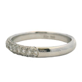 Solid 14kt White Gold and Diamond Cluster Pave Stackable 3mm Band Ring Size 6.5