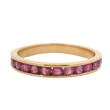 Solid 14kt Yellow Gold and Natural Ruby Half-Eternity Channel-Set Stacking Band Size 5.5
