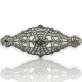 1920s Art Deco Filigree 0.01ct Diamond Accent 14k ESEMCO Brooch