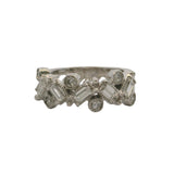 EFFY Jewelry Solid 14kt White Gold Baguette and Round Diamond Cluster 8mm Wide Fashion Ring Size 6