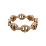 Hoorsenbuhs Solid 18kt Rose Gold and Diamond Chain Dame Tri-Link Band Ring Sz 8