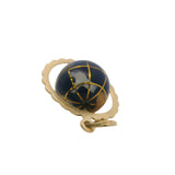 Italian 14kt Yellow Gold and Colored Enamel Moving World Globe Travel Pendant