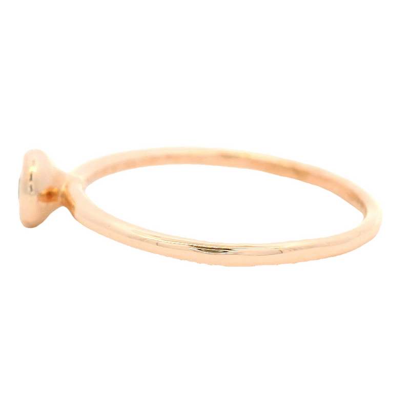 Anillo de compromiso con solitario de diamantes engastados en bisel, oro rosa de 14 kt, apilable (b)