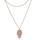 Versani Solid 18kt Rose Gold Diamond and Lab Turquoise Hamsa Pendant 17.5"
