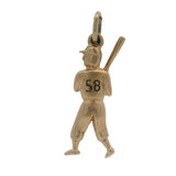 Vintage Solid 14kt Yellow Gold Baseball Batter Player Sports Charm