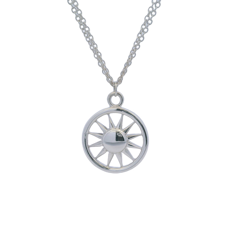 Vintage 2003 Tiffany & Company 925 Sterling Silver Sun Pendant 16" Double Chain Necklace