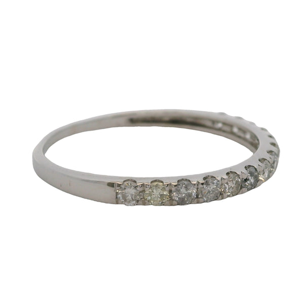 Anillo de bodas de media eternidad de oro blanco macizo de 14 kt y diamantes de 0,42 ct, talla 8