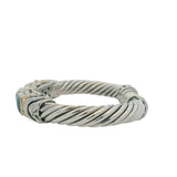 Samuel Benham Sterling Silver and 14kt Yellow Gold Black Opal Aggregate Cable Cuff 6" Bracelet