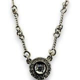 Roberto Coin Solid 18kt White Gold and Diamond 13-Station Dog Bone Chain 21.5" Necklace With Center Halo Accent Made in Italy