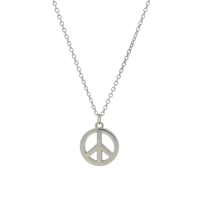 Retired Authentic Tiffany & Co Solid 925 Sterling Silver Mini Peace Sign 16.5" Necklace
