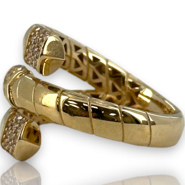 Fashion Cord Style Wrap Ring with Cubic Zirconia CZ Size 7.5 14kt Yellow Gold