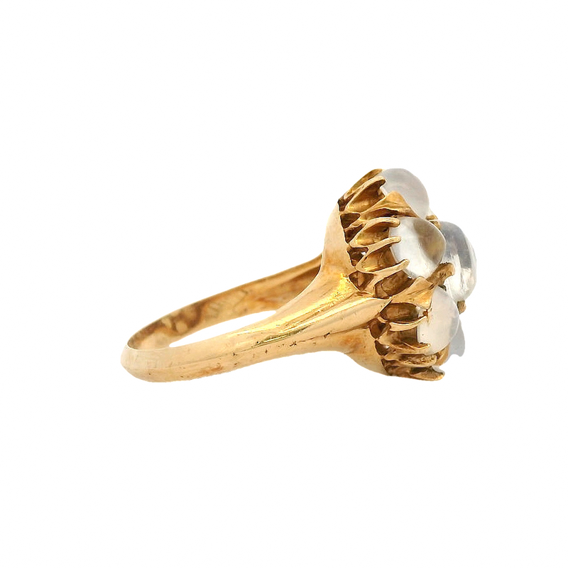 Vintage 14kt Yellow Gold Large Ceylon Moonstone Cluster Statement Ring Size 6.75