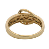 Le Vian Solid 14kt Yellow Gold and Brown and White Diamond Belt Buckle Ring Size 7
