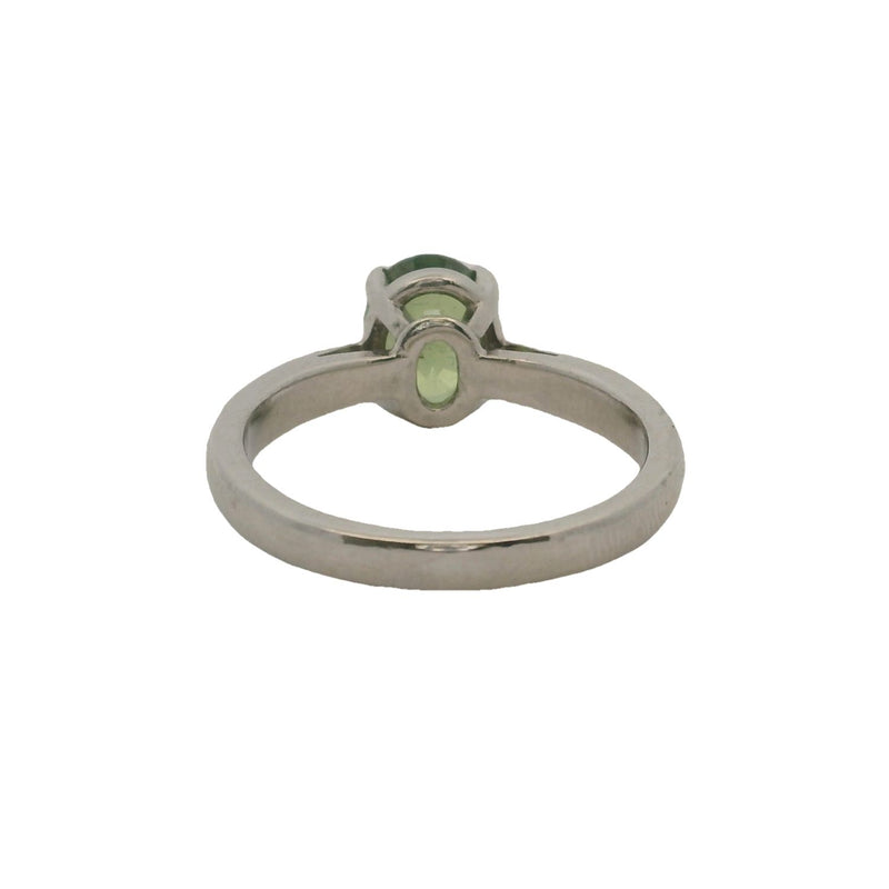Solid 900 Platinum and 0.86ct Green Peridot Solitaire Ring Size 7