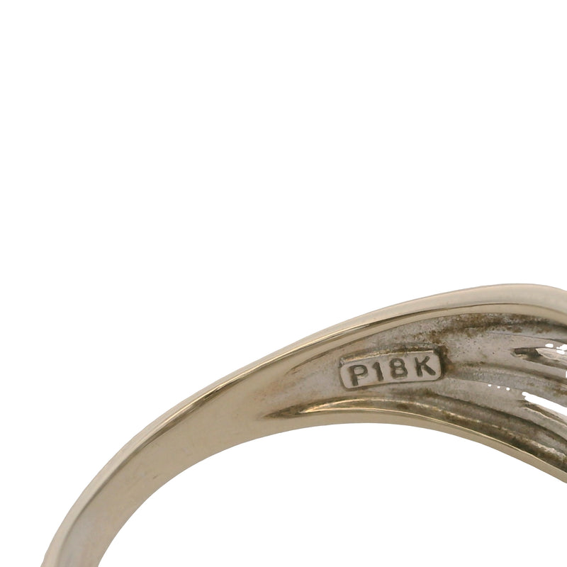 Solid 18kt White and Yellow Gold 3-Band Faux Stack Ring Size 6