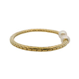 John Hardy Solid 18kt Yellow Gold 8.6mm Pearl and Diamond 7.25" Cuff Bracelet