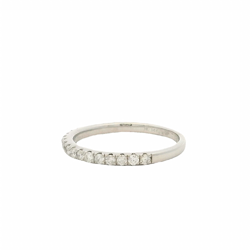 Harriet Kelsall Solid 14kt White Gold and 0.38ctw Diamond Half-Eternity Wedding Stackable Band Ring Size 6.5