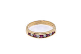 RJC Natural Ruby & Diamond Channel Line Band 14K 585 Yellow Gold Ring Size 6