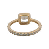 Pandora Solid 14kt Yellow Gold and CZ Solitaire Halo Square Sparkle Ring Size 4.75