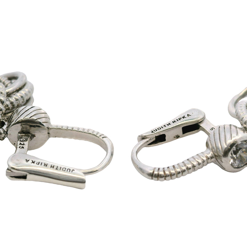 Judith Ripka 925 Sterling Silver and CZ Triple Circle Lever Back Drop/Dangle Earrings