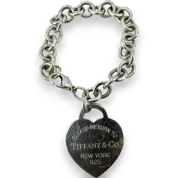 Tiffany & Co Return to XL Hart Charm Pendant Bracelet 925 Sterling Silver