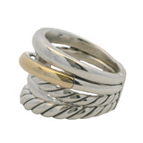 David Yurman Solid 925 Sterling and 14kt Gold Crossover Cable Ring Size 8