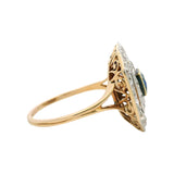Antique Edwardian 2-Tone 14k Gold 1.44ctw Old European Diamond and Sapphire Cocktail Statement Ring Size 8