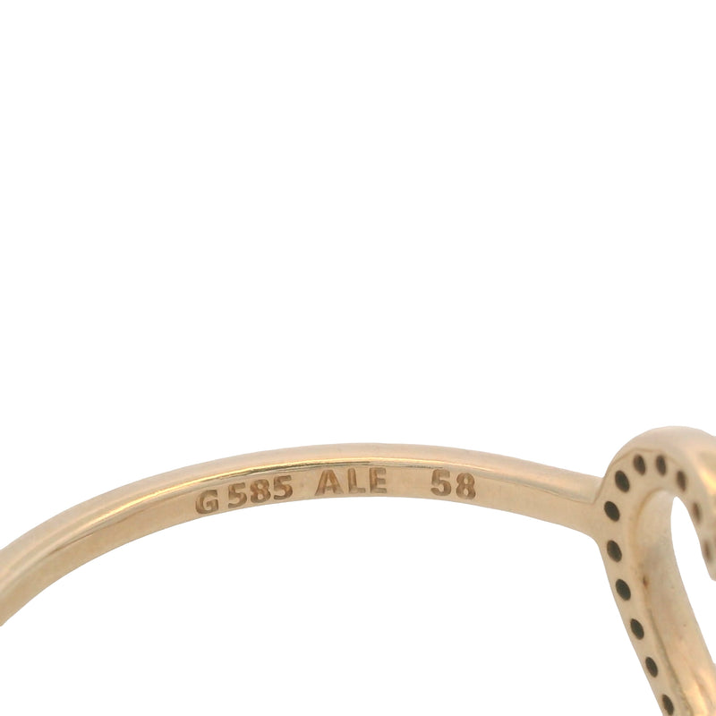 Pandora Solid 14kt Yellow Gold and Cubic Zirconia Open Captured Heart Ring Size 8.5