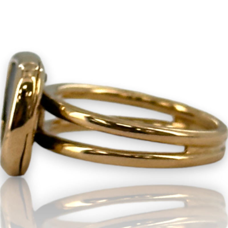 Roberto Coin Signed with Ruby Solid 18kt Rose Gold Black Jade Collection Double Band Statement Ring Size 6.5