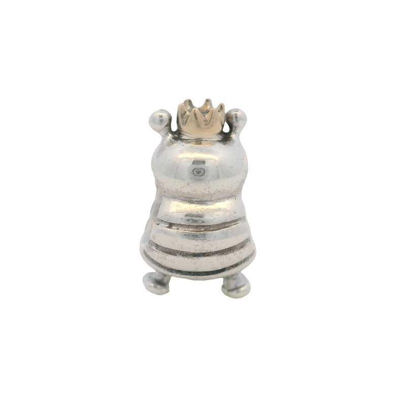 Pandora Retired 925 Sterling Silver and 14kt Crown Queen Bee Slider Charm